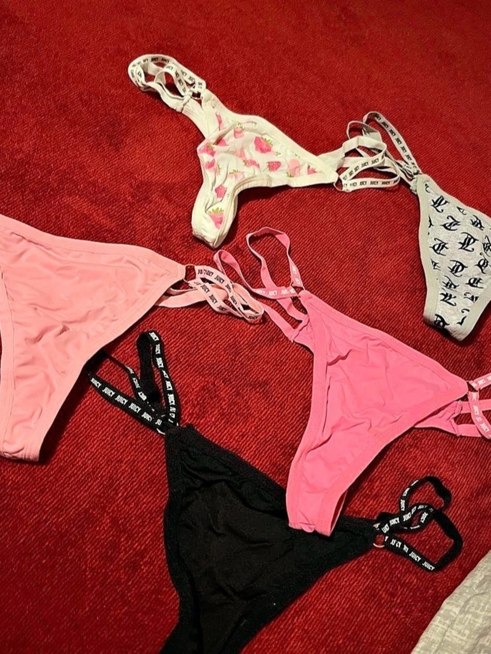 Juicy Couture Bikini Bottoms 4-Pack in Pink & Black NWT